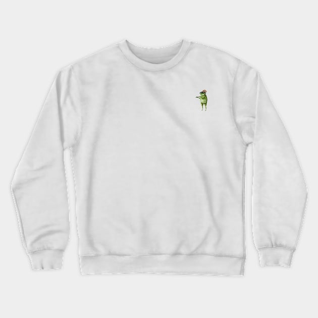 Flute Playing Frog Crewneck Sweatshirt by Jahna Vashti